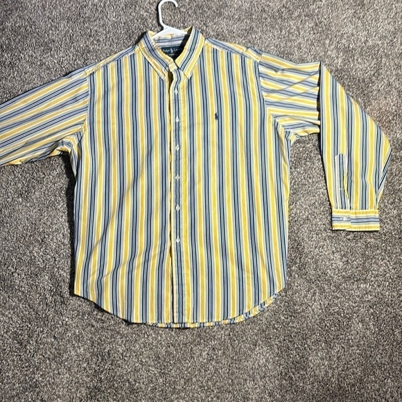 Ralph Lauren Blue Label Other - Ralph Lauren Yellow Blue Striped Button Up Shirt XXL